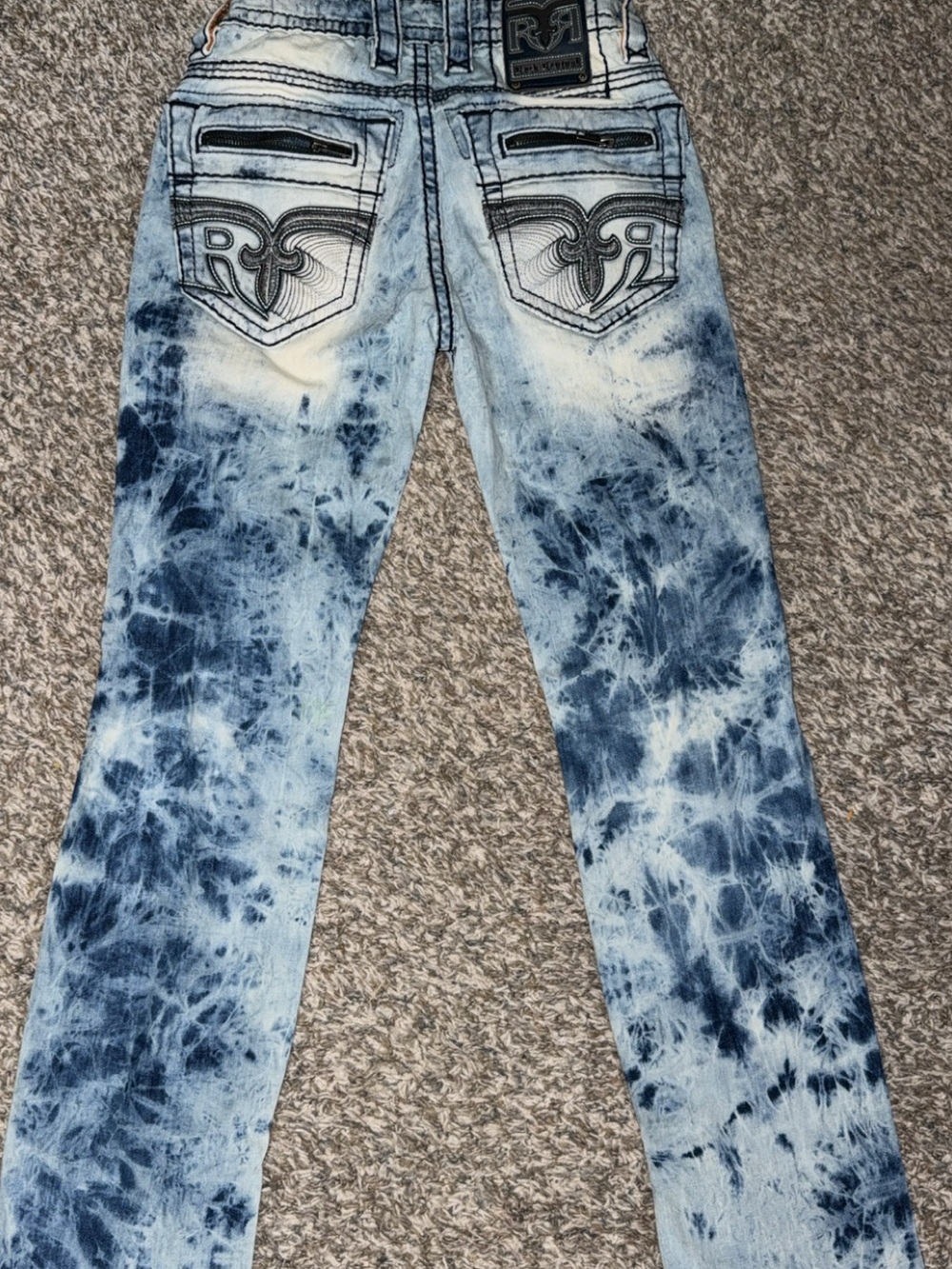 Rock Revival Men’s Light Blue Acid Wash Slim Jeans